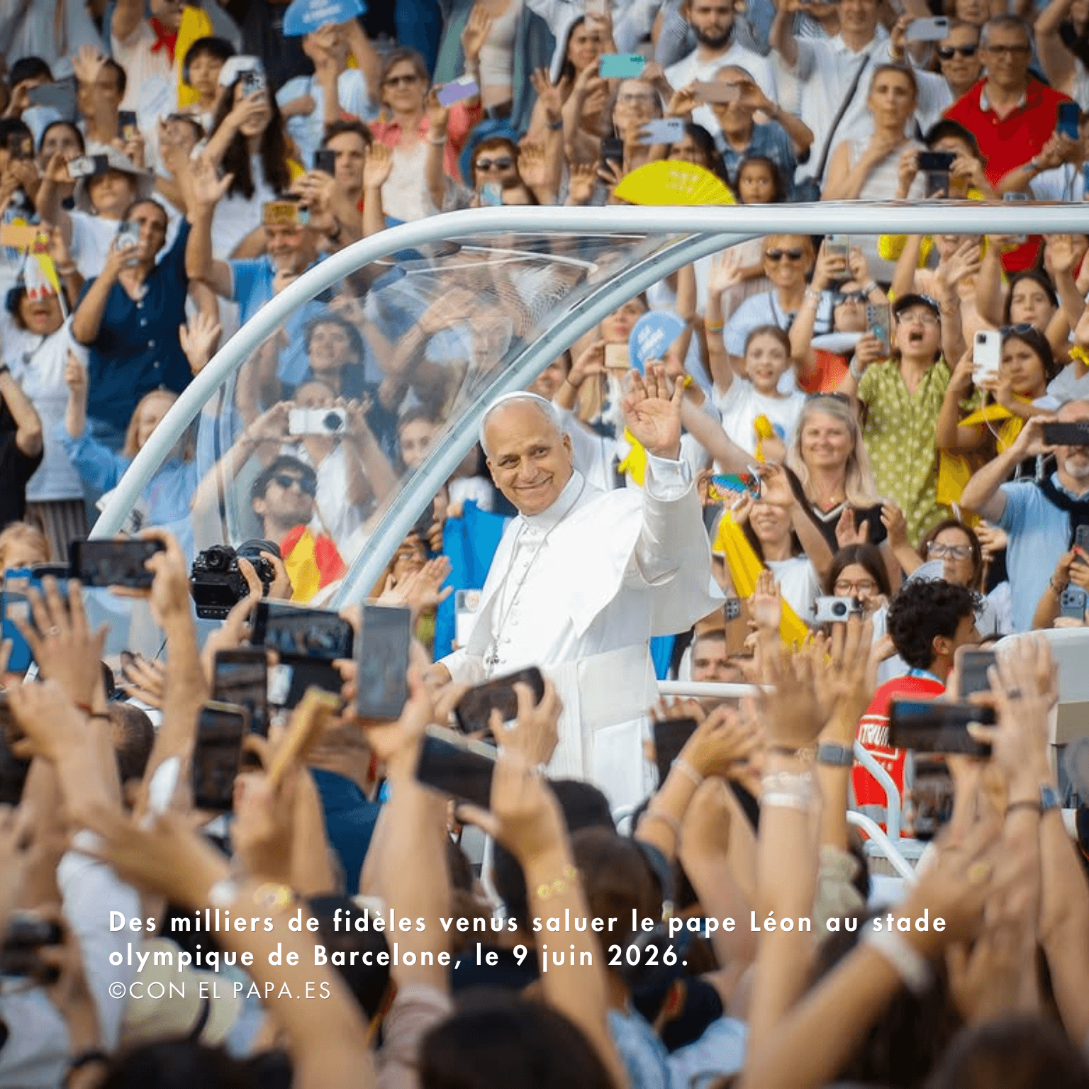 le Pape dans la papamobile au milieu de la foule