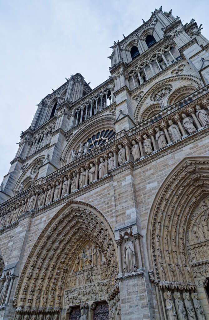 photographie de la facade de la cathédrale Notre-Dame de Paris